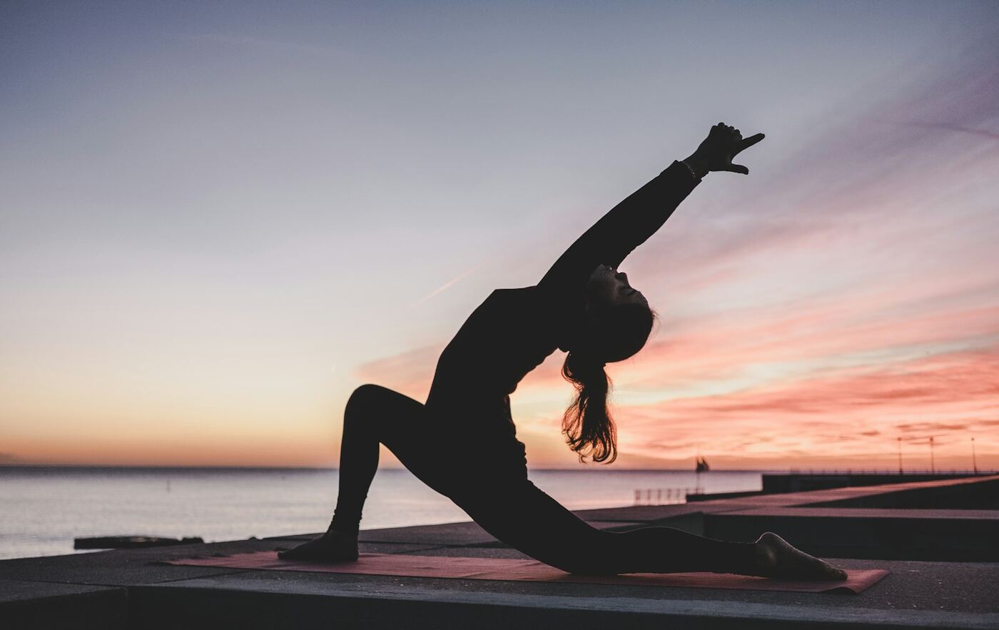 Illustrative stock photo of gentle wellness stretching